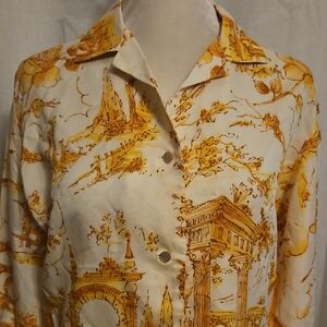 '70s Novelty Print Shirt Grecian Scene? L?